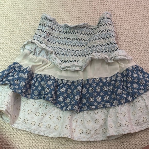 Blue and White Patterned Mini Skirt - Picture 2 of 3